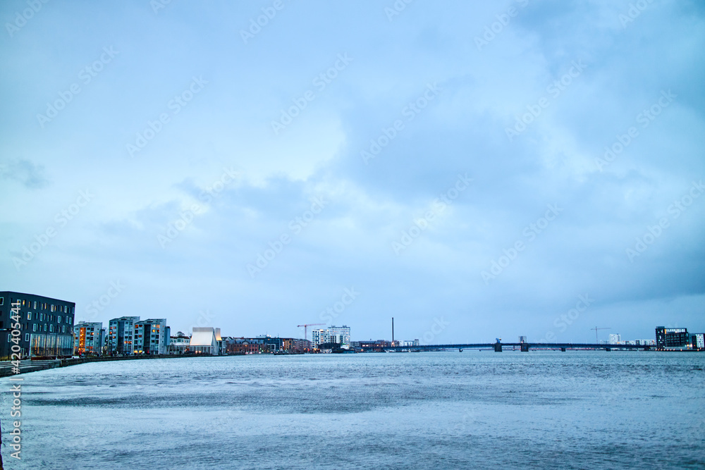 view of the water by a city in denmark