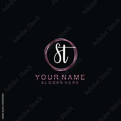 ST beautiful Initial handwriting logo template