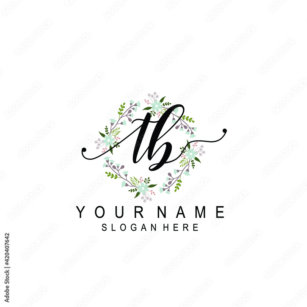 TB beautiful Initial handwriting logo template TB beautiful Initial handwriting logo template