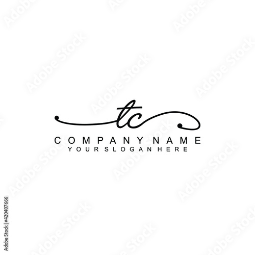 TC beautiful Initial handwriting logo template
