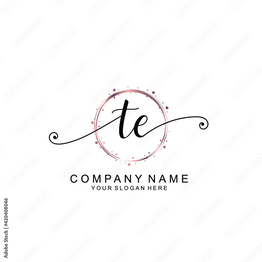 TE beautiful Initial handwriting logo template TE beautiful Initial handwriting logo template