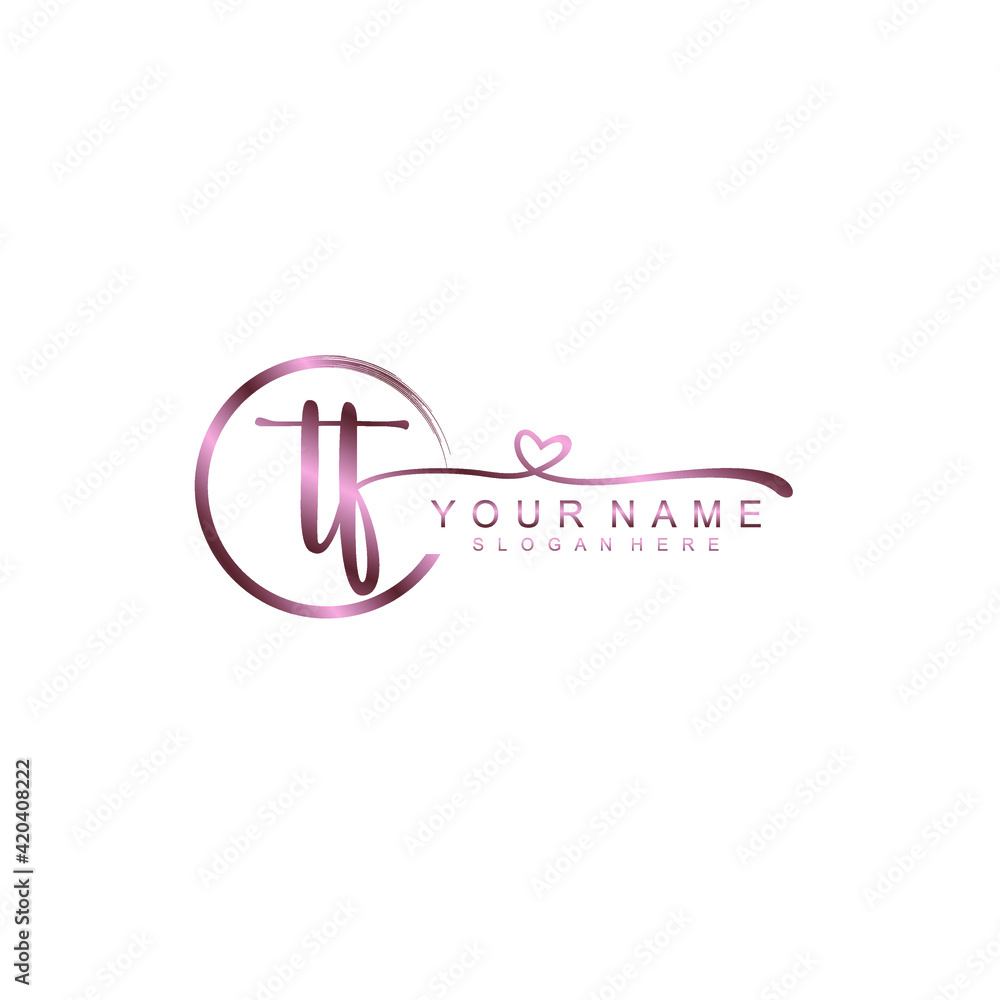 TF beautiful Initial handwriting logo template TF beautiful Initial handwriting logo template