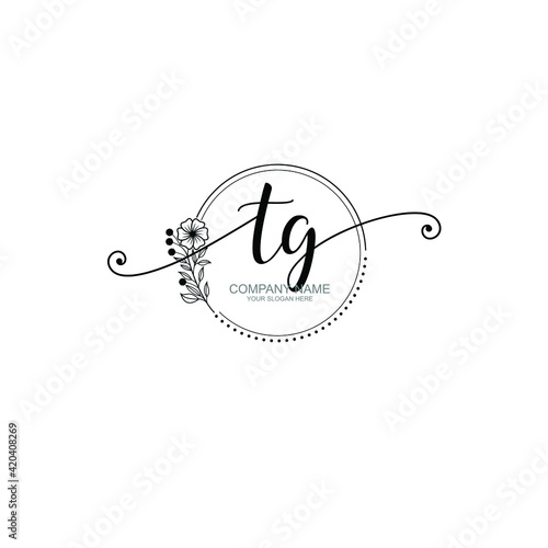 TG beautiful Initial handwriting logo template