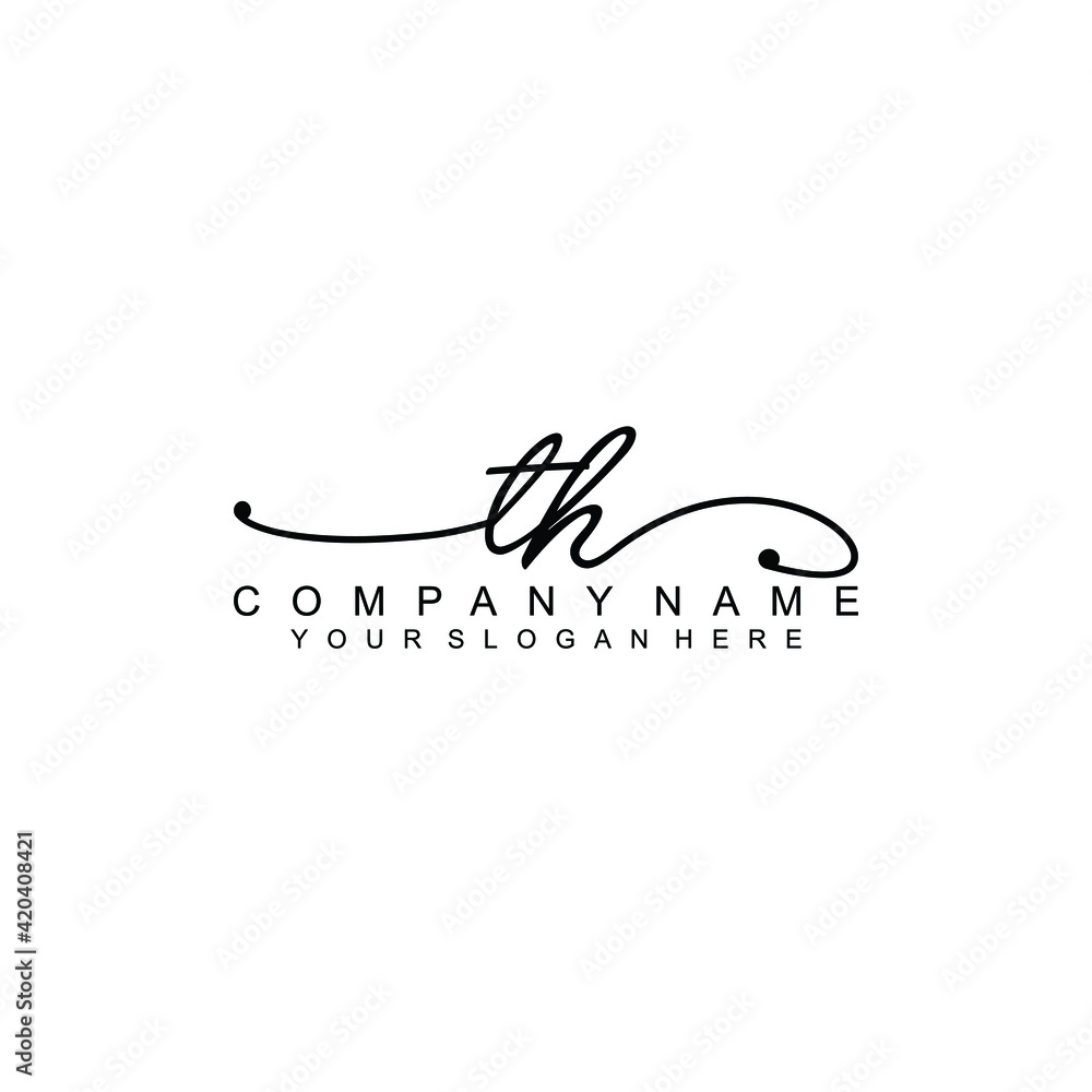 TH beautiful Initial handwriting logo template TH beautiful Initial handwriting logo template