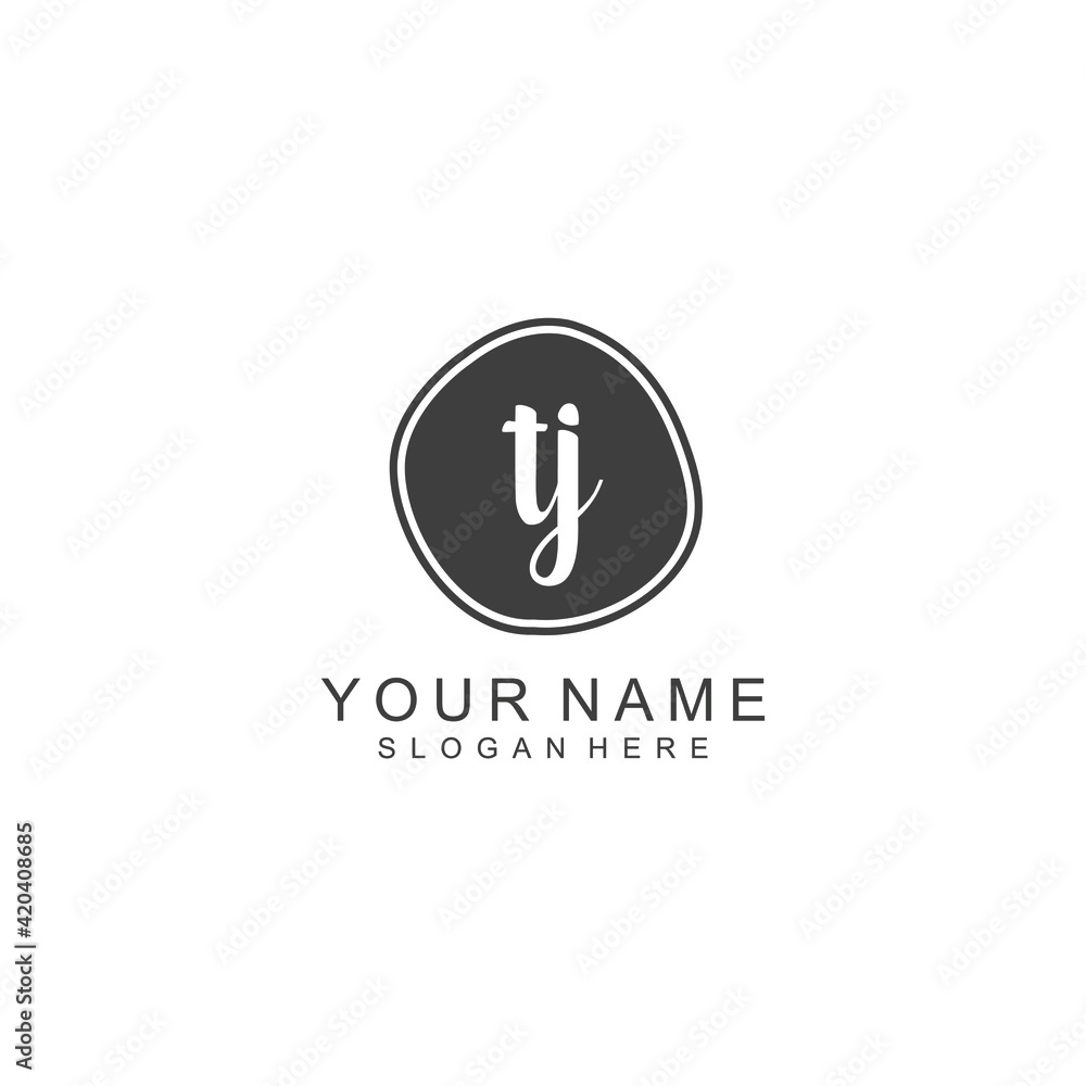 TJ beautiful Initial handwriting logo template TJ beautiful Initial handwriting logo template