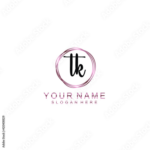TK beautiful Initial handwriting logo template