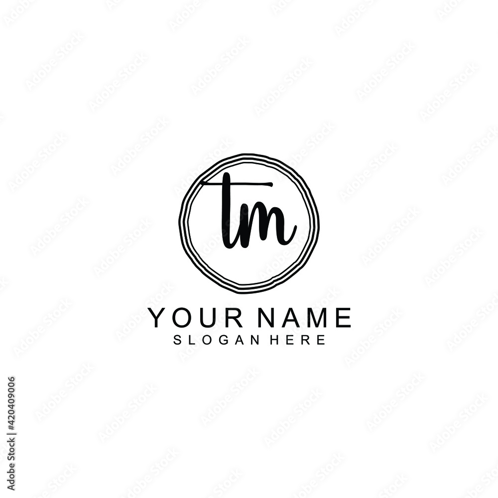 TM beautiful Initial handwriting logo template TM beautiful Initial handwriting logo template