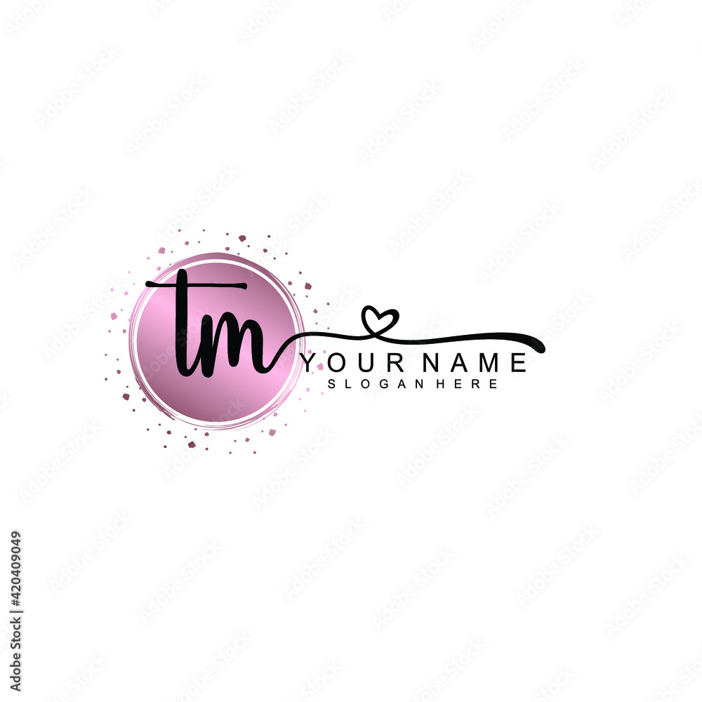 TM beautiful Initial handwriting logo template TM beautiful Initial handwriting logo template