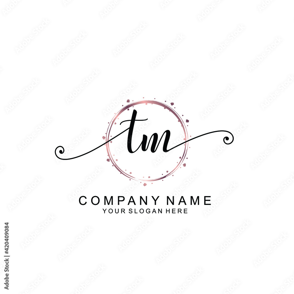 TM beautiful Initial handwriting logo template TM beautiful Initial handwriting logo template