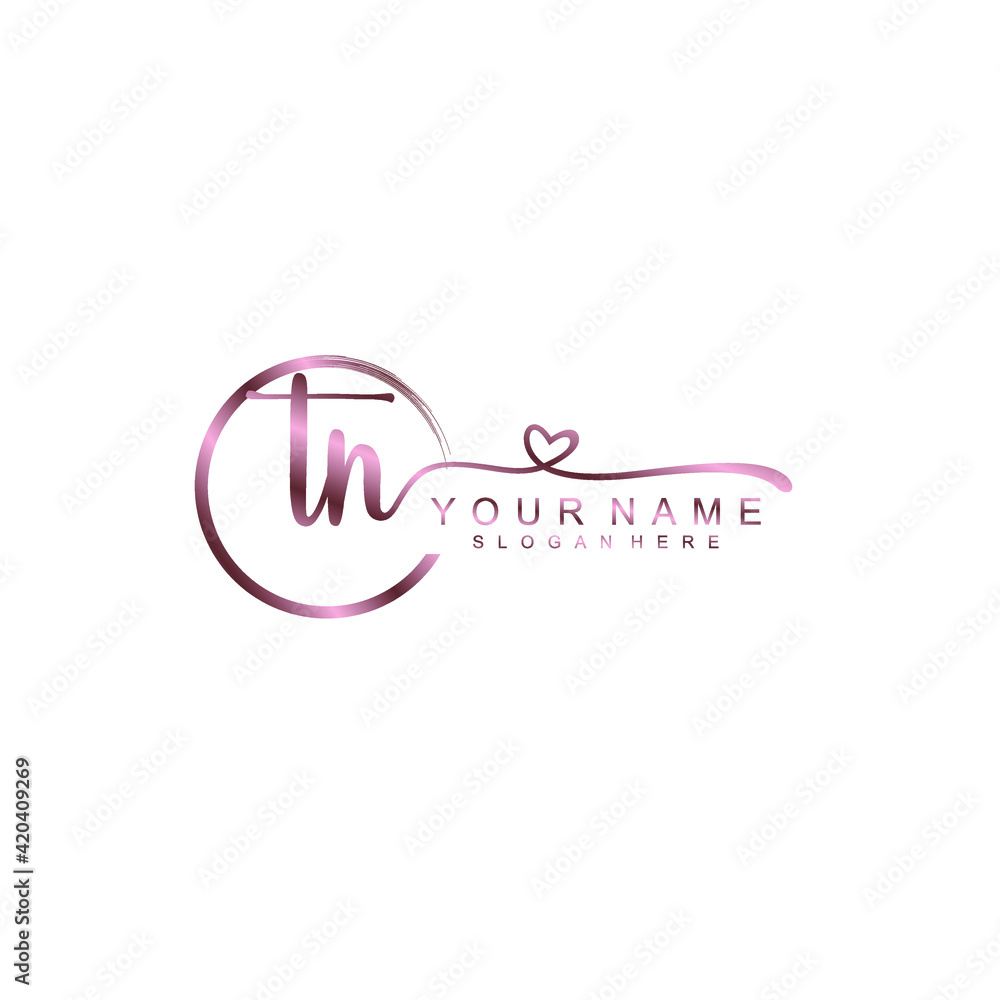 TN beautiful Initial handwriting logo template TN beautiful Initial handwriting logo template