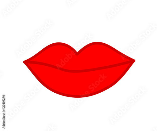 Female lips on a white background. Symbol. Vector illustration.