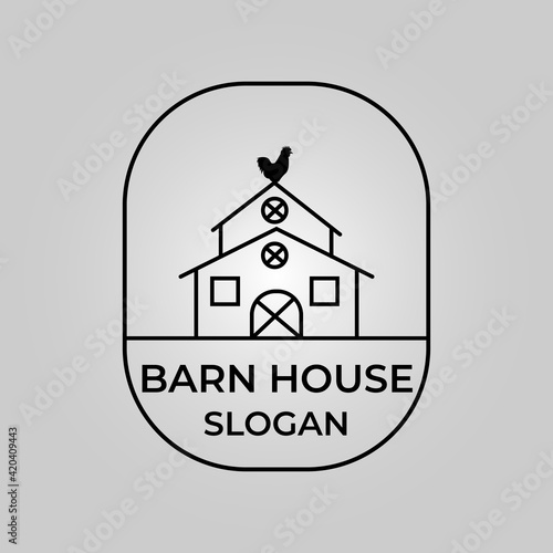 barn house line art logo icon minimalist illustration design