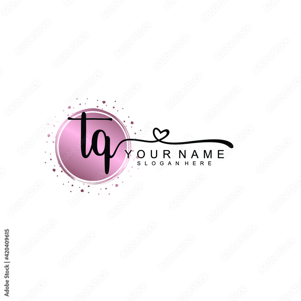 TQ beautiful Initial handwriting logo template TQ beautiful Initial handwriting logo template