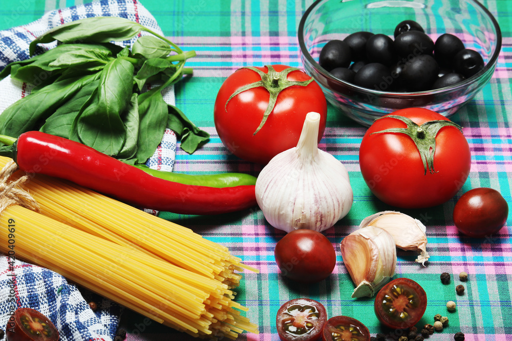 Ingredients for traditional Italian pasta Ingredients for traditional Italian pasta