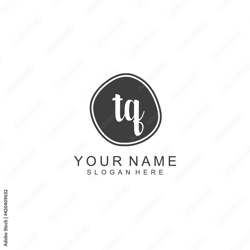 TQ beautiful Initial handwriting logo template