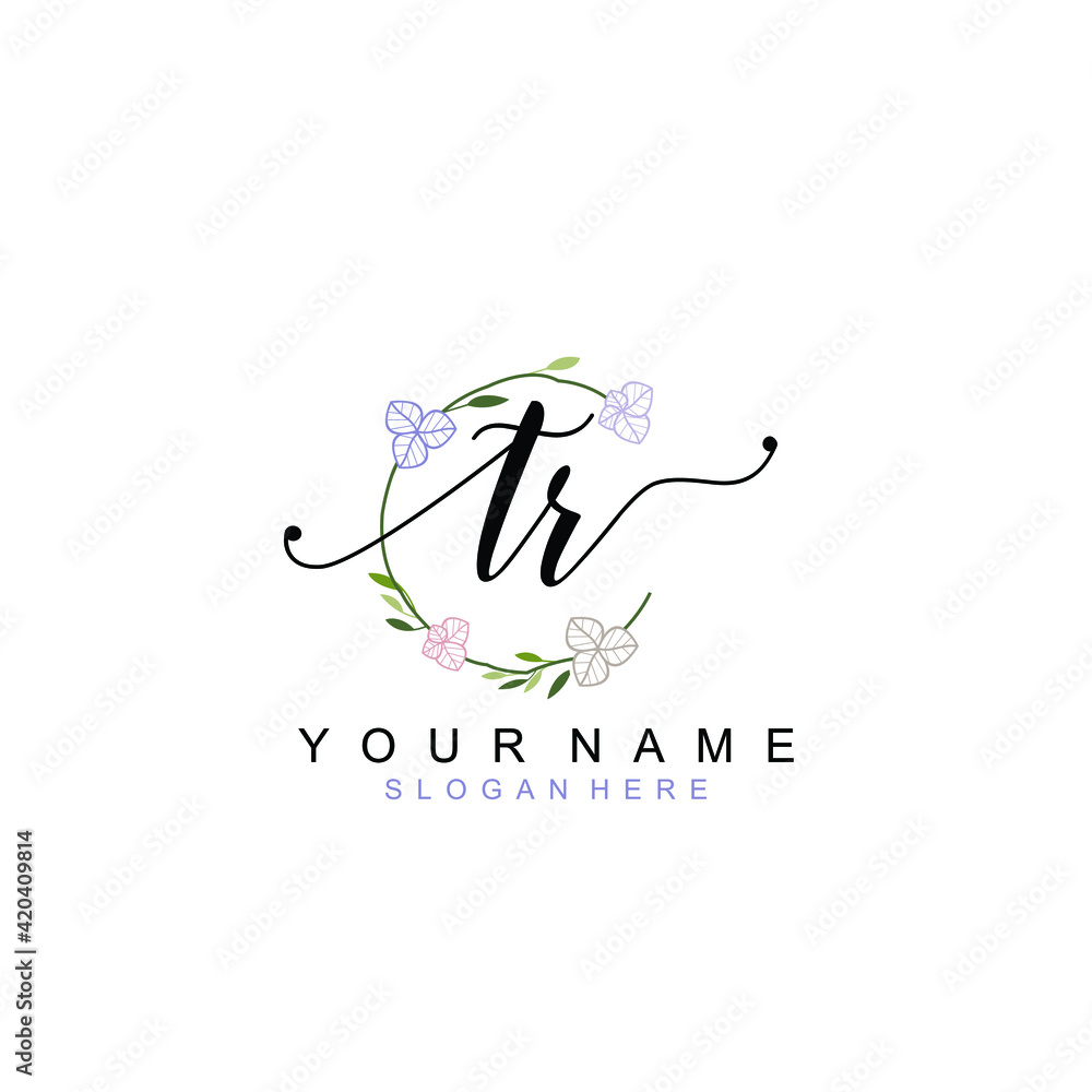 TR beautiful Initial handwriting logo template TR beautiful Initial handwriting logo template