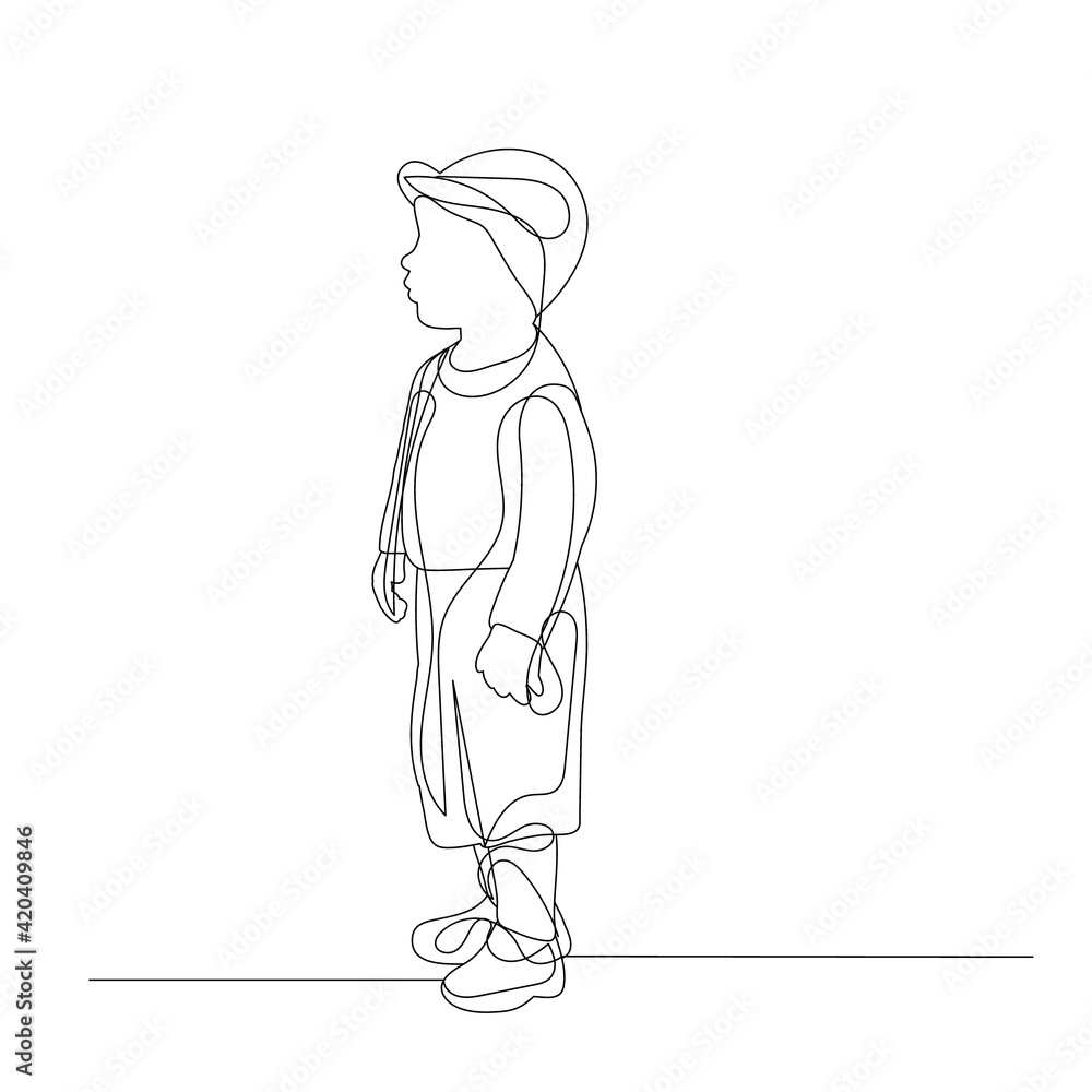 vector, isolated, one line drawing boy vector, isolated, one line drawing boy