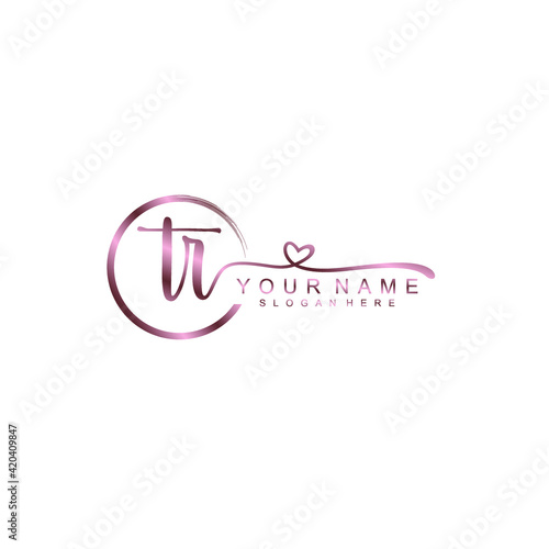 TR beautiful Initial handwriting logo template