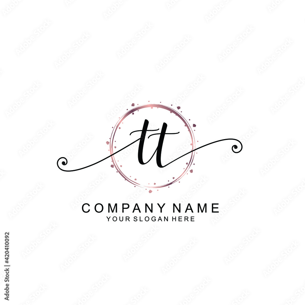 TT beautiful Initial handwriting logo template TT beautiful Initial handwriting logo template