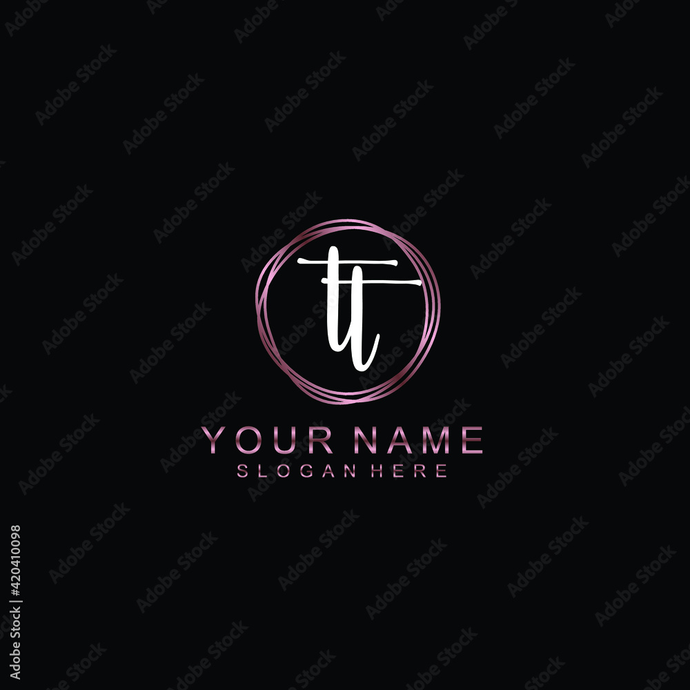 TT beautiful Initial handwriting logo template