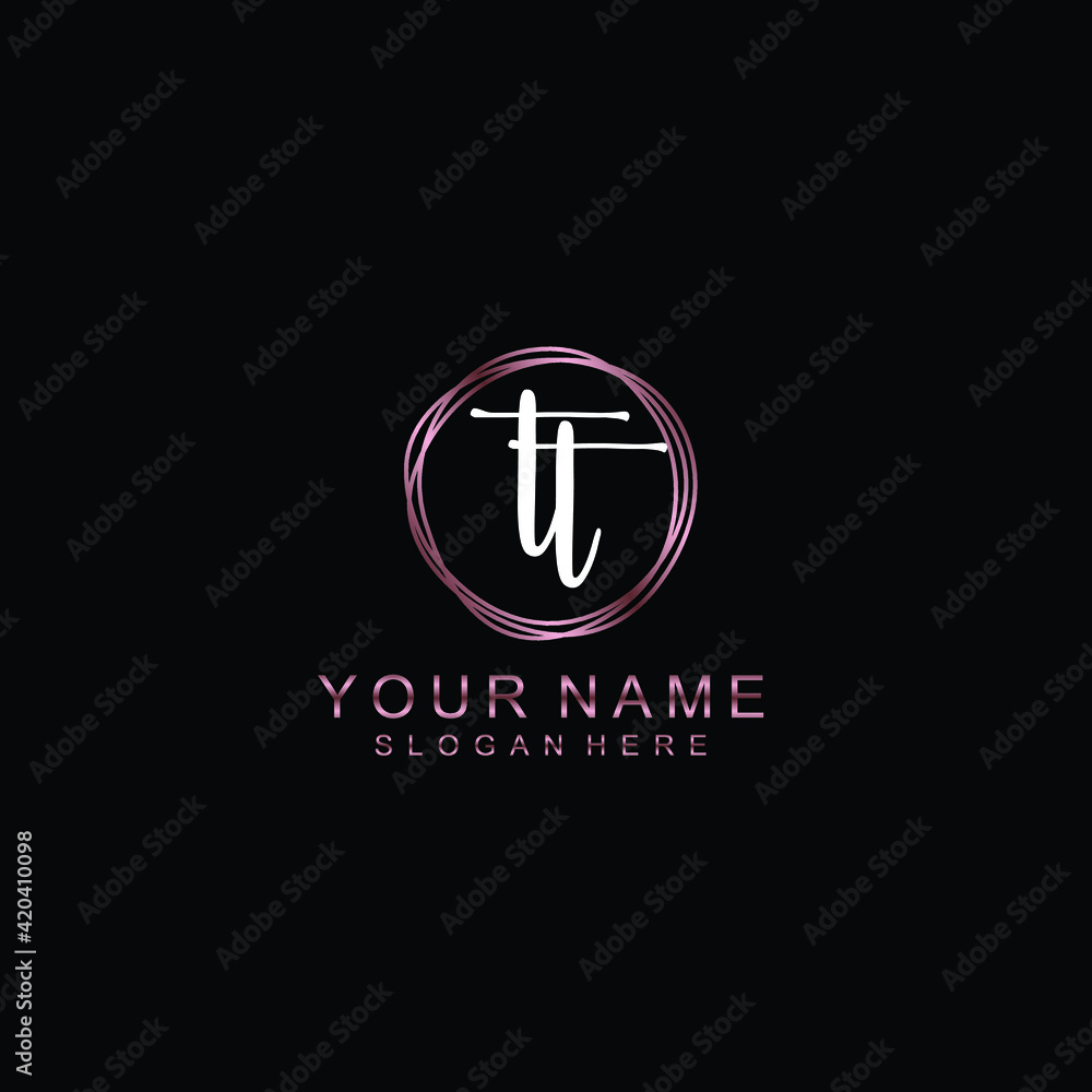TT beautiful Initial handwriting logo template TT beautiful Initial handwriting logo template