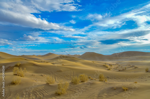 Stunning view of the famous Varzaneh sand dunes in Iran
