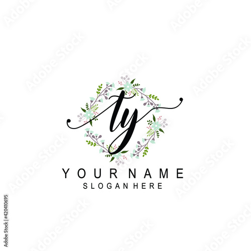 TY beautiful Initial handwriting logo template photo