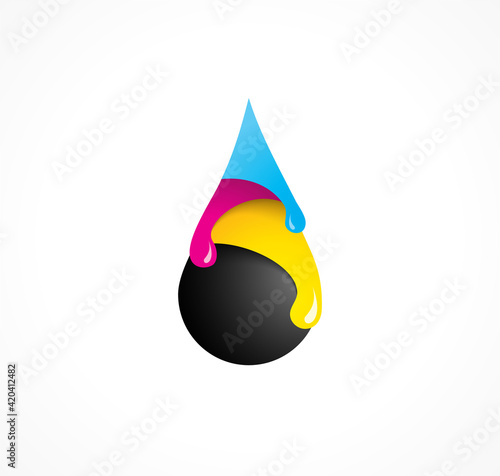 Cmyk drops logo tempate service print typography