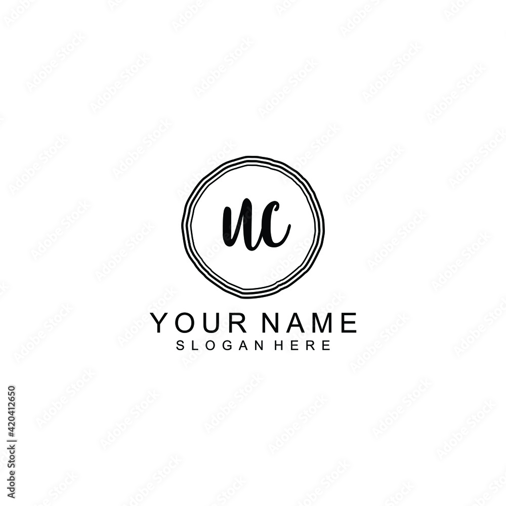 UC beautiful Initial handwriting logo template