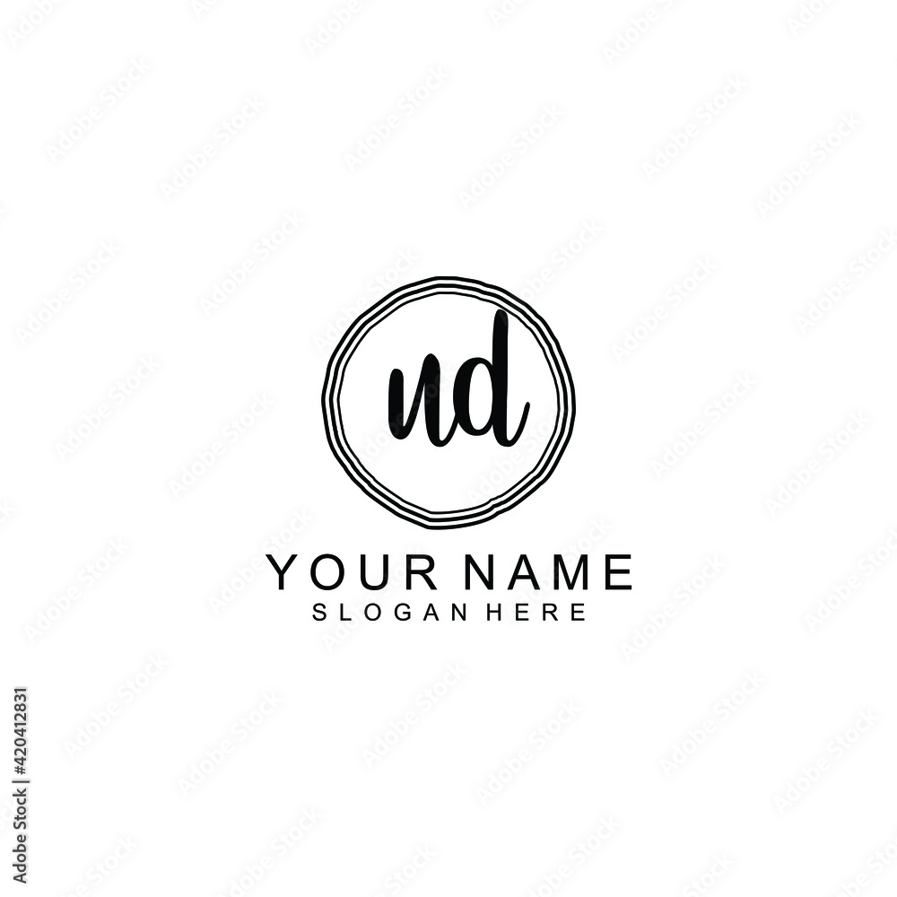UD beautiful Initial handwriting logo template UD beautiful Initial handwriting logo template