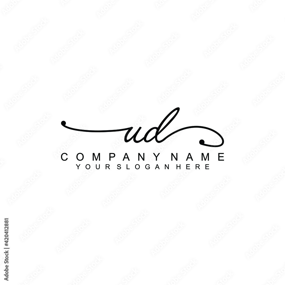UD beautiful Initial handwriting logo template UD beautiful Initial handwriting logo template