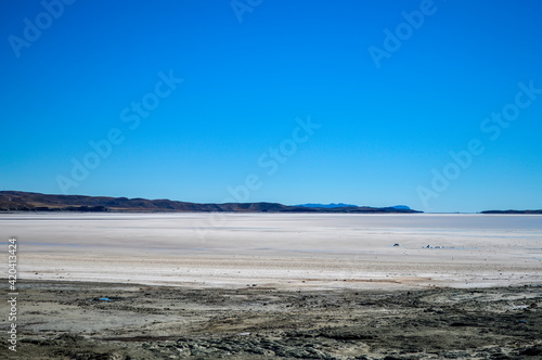 Vast field of salt formed as a result of Urmia Lake ecological disaster and drought in Iran