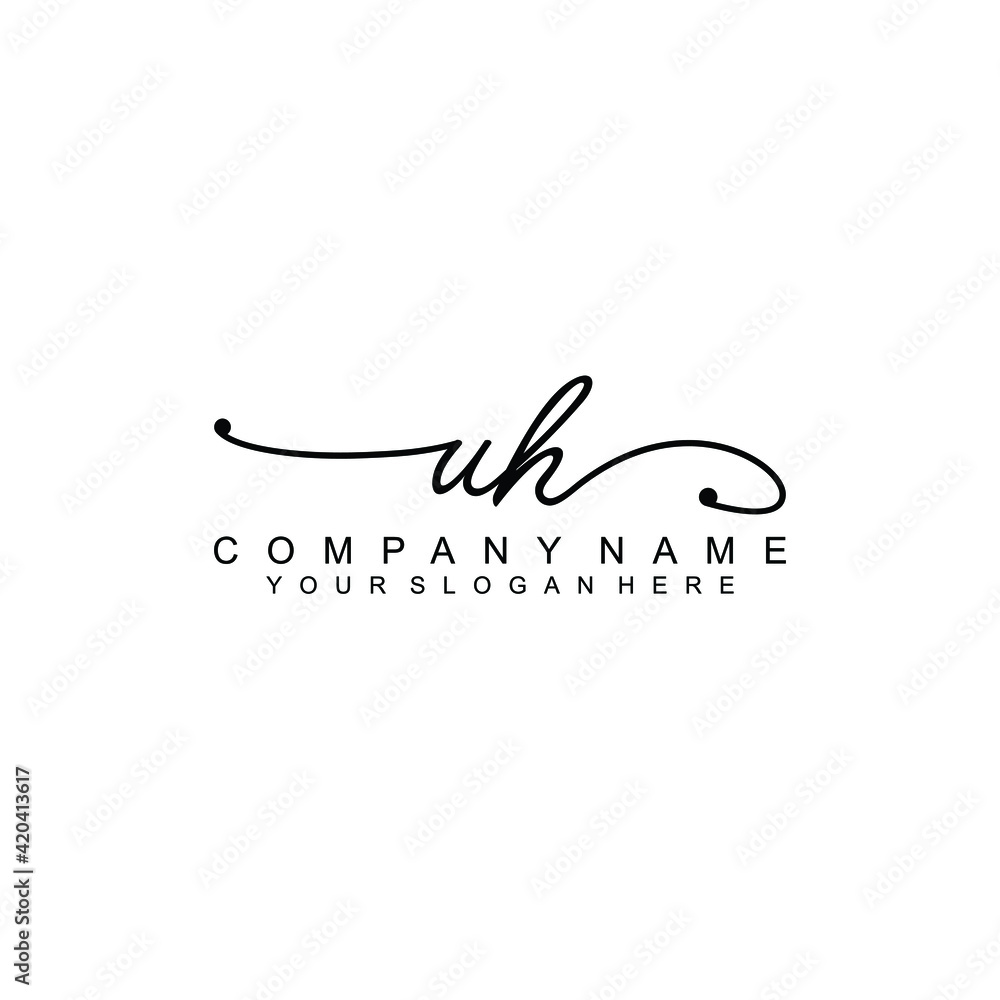UH beautiful Initial handwriting logo template UH beautiful Initial handwriting logo template