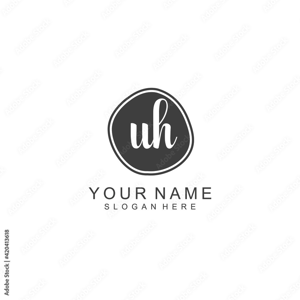 UH beautiful Initial handwriting logo template