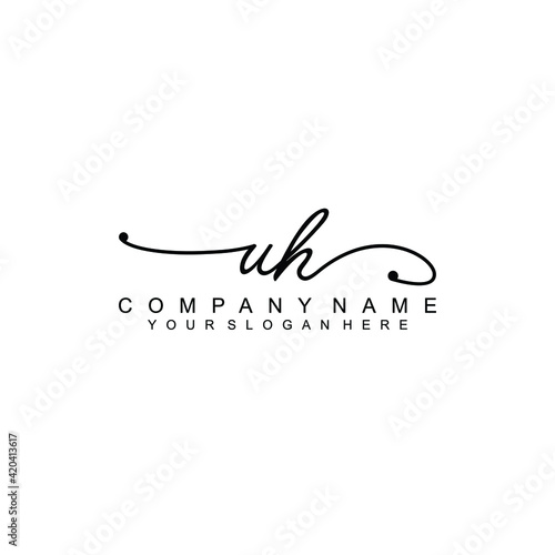 UH beautiful Initial handwriting logo template