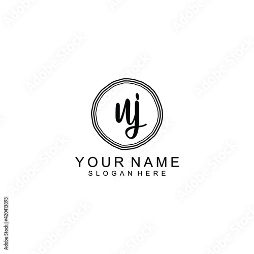 UJ beautiful Initial handwriting logo template