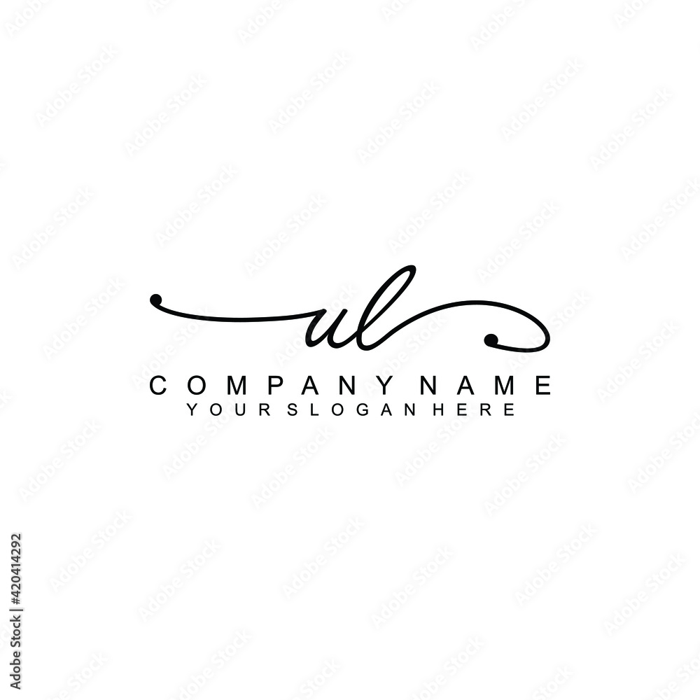 UL beautiful Initial handwriting logo template UL beautiful Initial handwriting logo template
