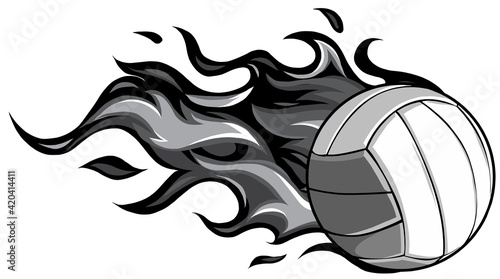 Volleyball Flaming Ball Cartoon vector illustration design