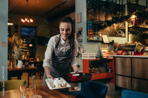 waitress working in restaurant or cafe © cherryandbees