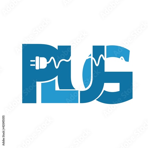 blue electrical cable logo concept design vector illustration