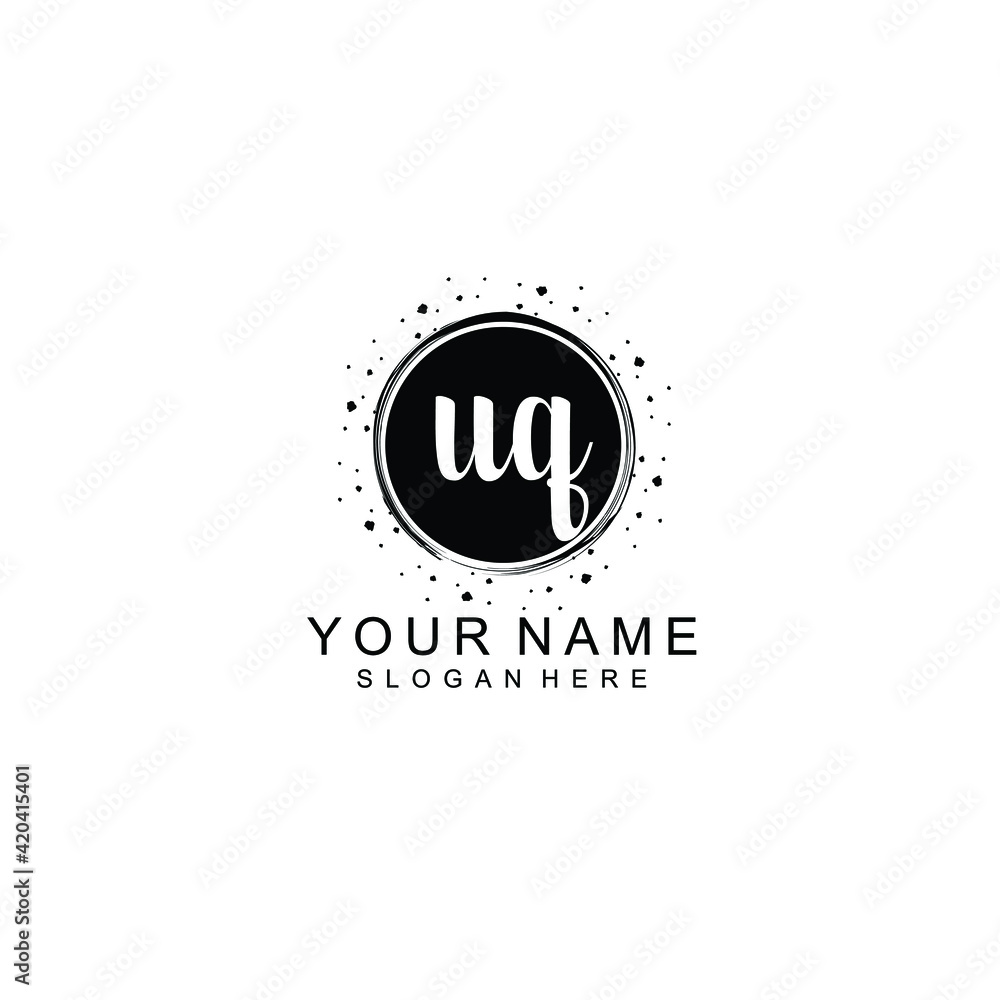 UQ beautiful Initial handwriting logo template