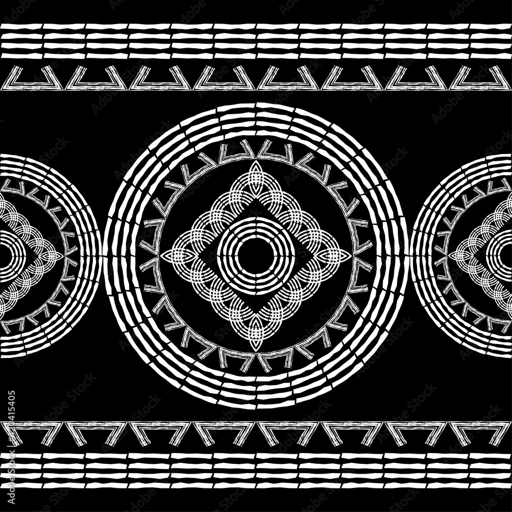Mosaic with geometric shapes. Seamless pattern. Design with manual hatching. Textile. Ethnic boho ornament. Vector illustration for web design or print. Mosaic with geometric shapes. Seamless pattern. Design with manual hatching. Textile. Ethnic boho ornament. Vector illustration for web design or print.