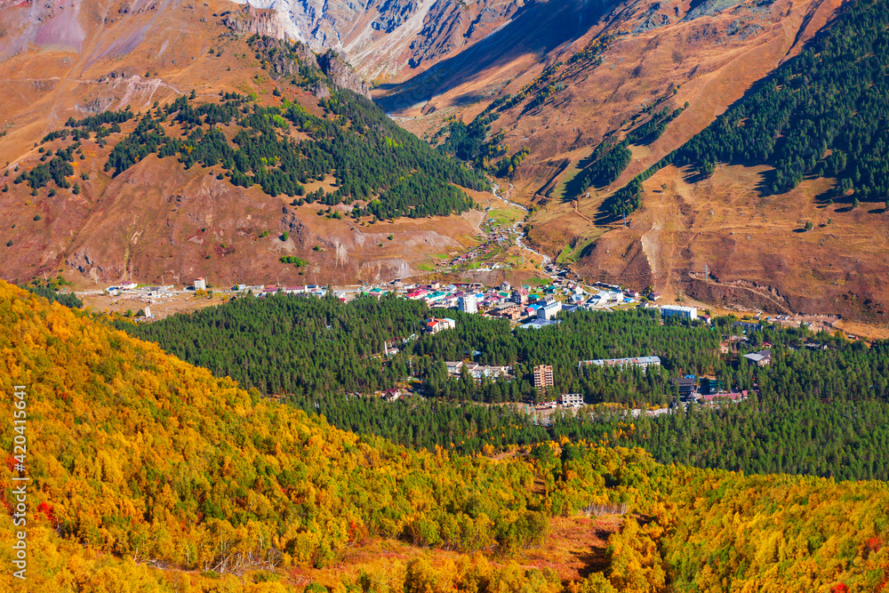 Terskol village aerial view, Elbrus region