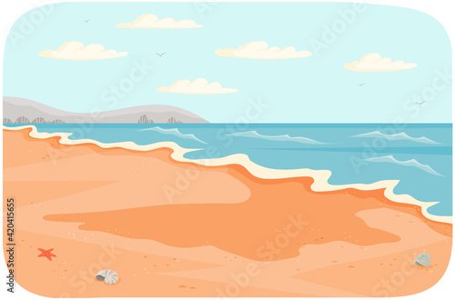 Fototapeta Water covers sandy beach with waves