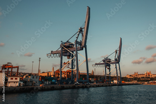 Industrial constructions in sea port of Istanbul  Turkey