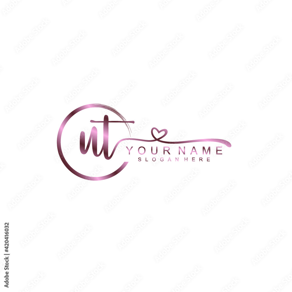 UT beautiful Initial handwriting logo template UT beautiful Initial handwriting logo template