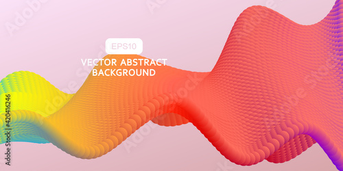 Abstract vector background of colored dynamic particles. 3D science and technology live fashion design cover vector