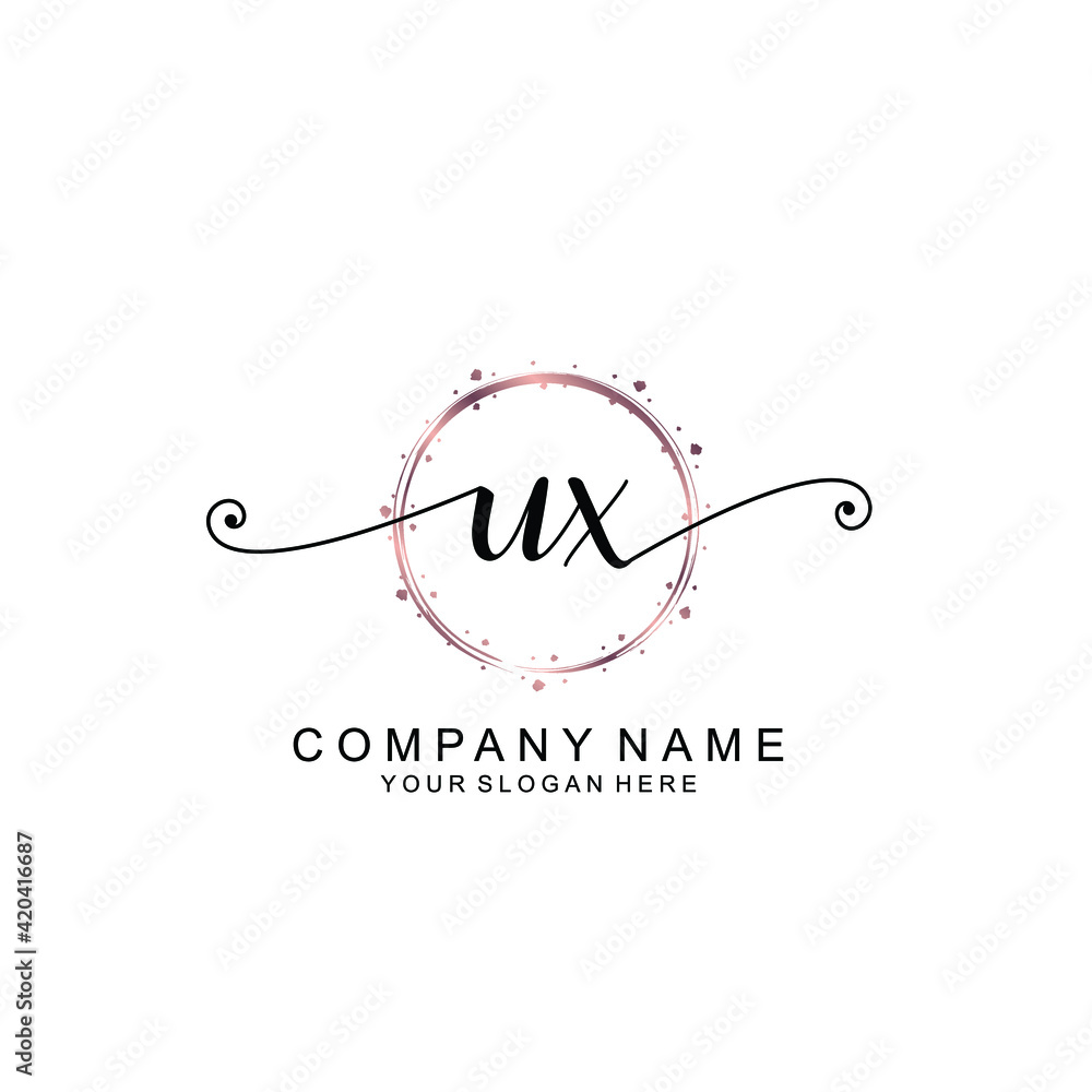 UX beautiful Initial handwriting logo template UX beautiful Initial handwriting logo template