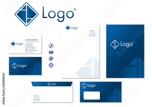 Corporate design stationary logo icons modern vector technology business  photo