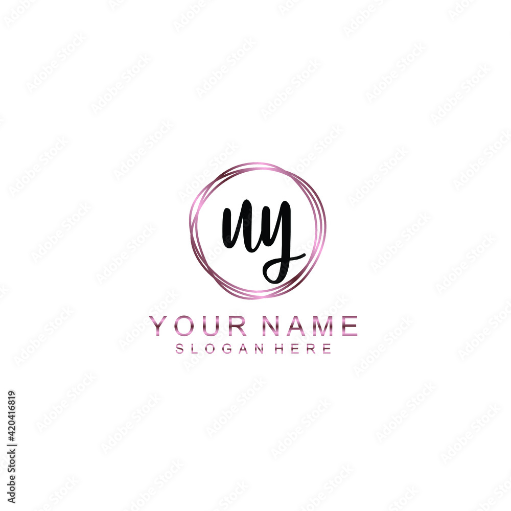 UY beautiful Initial handwriting logo template UY beautiful Initial handwriting logo template